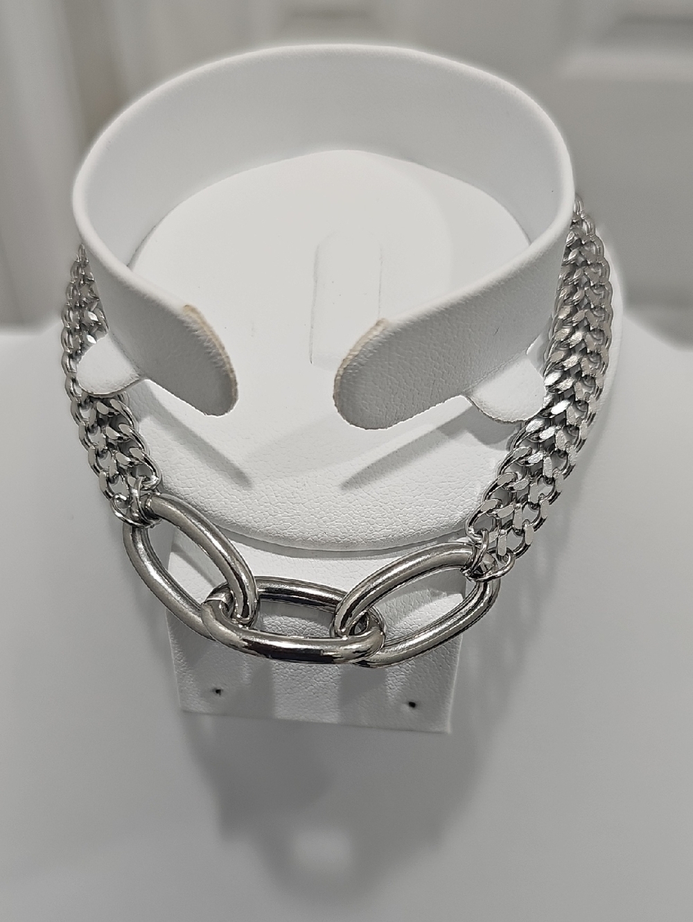 Silver Chain Link Statement Bracelet